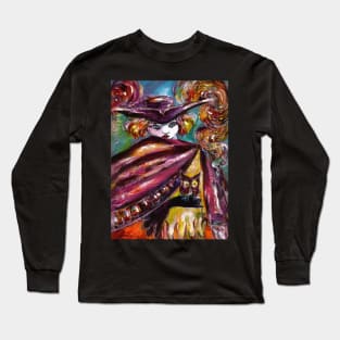 FAUST Mysterious Mask with Tricorn and Owl Long Sleeve T-Shirt